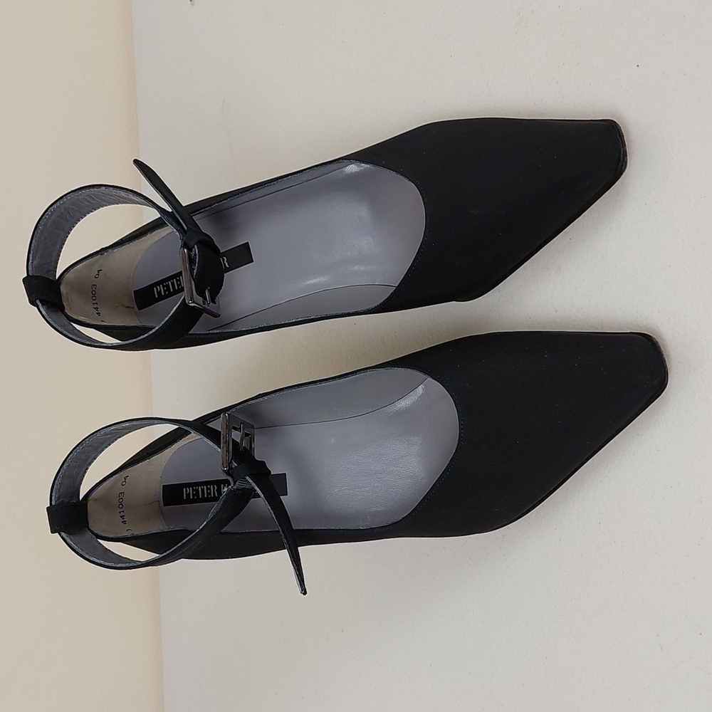 Peter Kaiser Black Pointed Toe Pumps w/ Ankle Straps